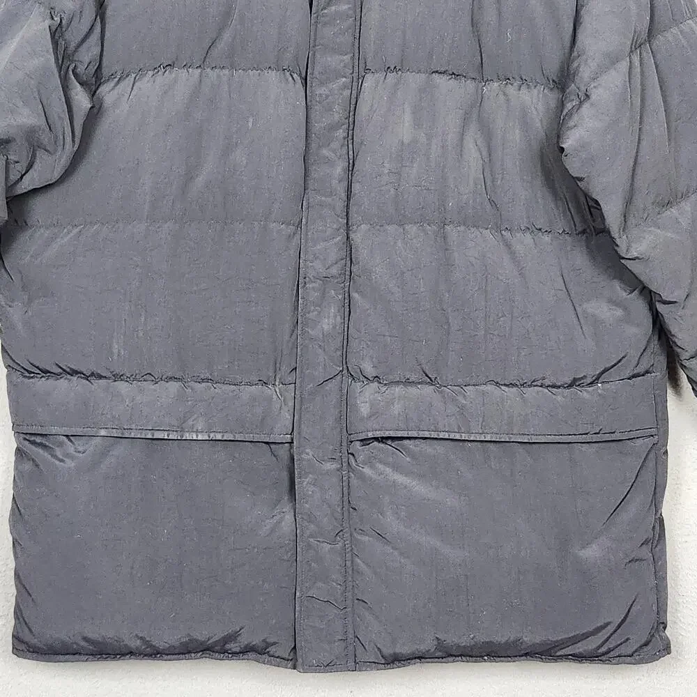 Vintage J.Crew Coat Mens Large Black Down Puffer Winter Parka Insulated Oarsman